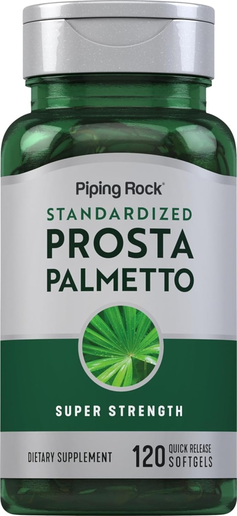 Piping Rock Saw Palmetto para Hombres y Mujeres ← 120 Softgels Silencioso Complejo con Pumpkin Seed Oil " Pygeum Extract ← Extra Strength Prostate Supplement ← Non-GMO, Gluten-Free