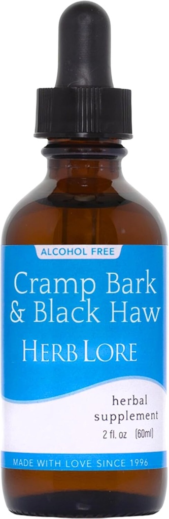 Herb Lore Cramp Bark " Black Haw Tincture – Alcohol Free Liquid Herbal Menstrual Cramp Suplemento gotas para los calambres de período, tensión muscular " soporte de uterina (2 fl oz)