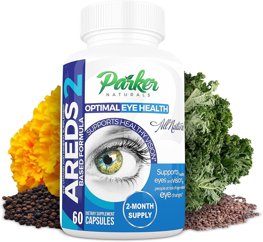 Parker Naturals Optimal Eye Health Vitamina &amp; Suplemento Mineral, Suplementos Oculares &amp; Vitaminas para Visión con Vitamina C &amp; E, Lutein &amp; Zeaxanthin Suplementos, 60 cápsulas