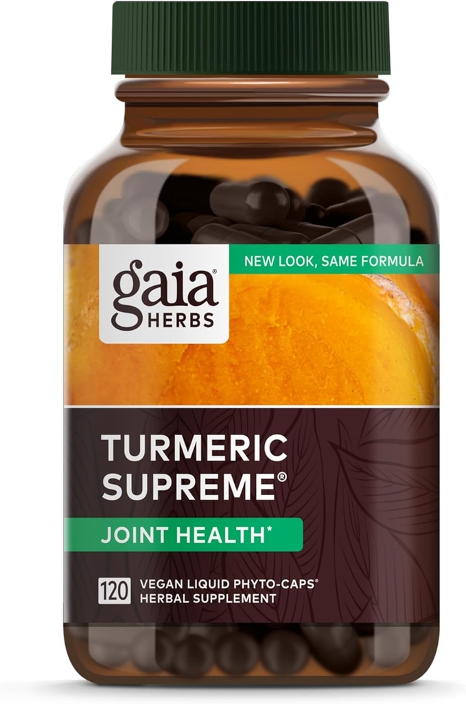 Gaia Herbs Turmeric Supreme Joint Health - Joint Support Supplement - With Quercetin, Black Pepper, Boswellia, Ginger Root, Curcuminoids, " More-120 Liquid Phyto-Capsules (30-Day Supply)
