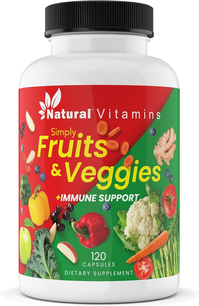 Frutas y verduras Suplemento cápsulas - High-Potency Daily Wellness Blend - Empaquetado con vitaminas esenciales, antioxidantes y minerales - Apoya la nutrición equilibrada y la salud óptima (Red & Green)