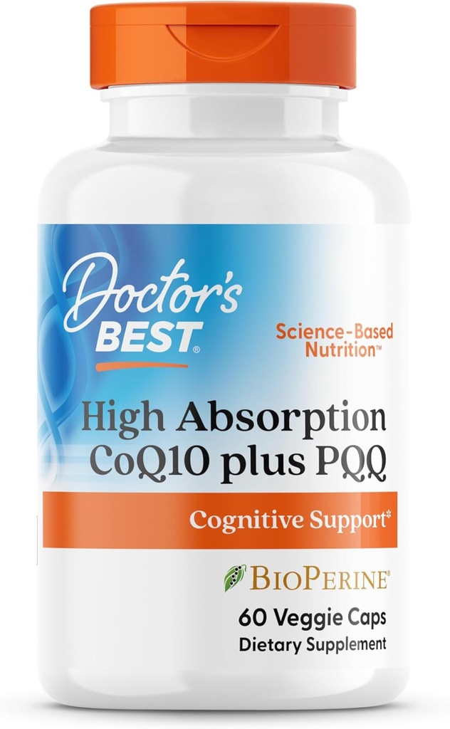 Mejor alta absorción del médico CoQ10 Plus PQQQ, soporte cognitivo, USP Verificado, naturalmente fermentado CoQ10, no GMO, libre de gluten, soy libre, Vegan 60 cápsulas vegetarianas