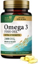 Omega 3 Fish Oil 2400 mg - Triple Strength Omega-3 Supplements - Natural Brain Heart Health & Immune Support - Fatty Acids with EPA & DHA - Wild Caught Purified Fish Oil Supplement - 120 Softgels