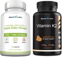 Manzana de vinagre cápsulas con la madre ayuda a mejorar la energía, la inmunidad, la digestión & metabolismo + vitamina K2 suplemento - Espectrum completo vitamina K2 MK7, MK4 &amp; calcio - 90 cápsulas