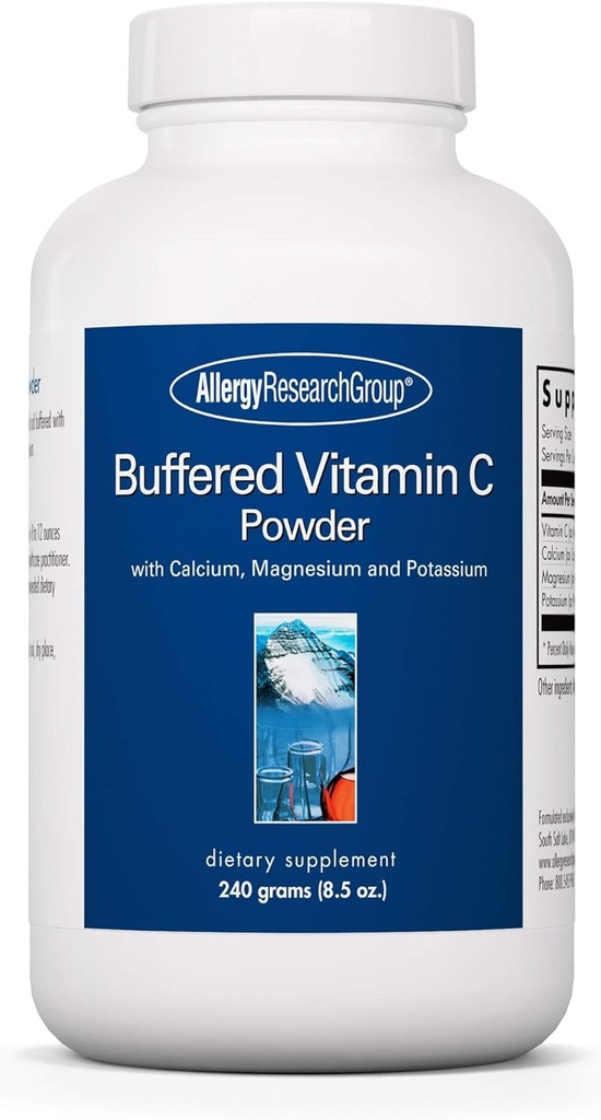 Grupo de Investigación de Alergia - Polvo de Vitamina C Buffered - Antioxidante, Inmuno, Calcio/Mag/K - 240 g (8,5 oz)