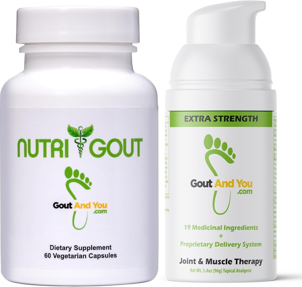 NutriGout Uric Acid Supplement and Extra Strength Joint Discomfort Relief Topical Cream