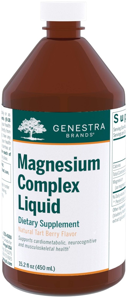 Genestra Marcas Complejo Magnesio Líquido TENIDO Combinación de Tres Fuentes de Magnesio Orgánico TENIDO 15.2 fl oz