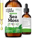 Wild &amp; Organic Sea Moss Liquid Drops - Immune Support - Irish Sea Moss and Bladderwrack Tincture - Multimineral Chondrus Crispus Supplement - Vegan, Sugar &amp; Alcohol-Free - 2 fl oz