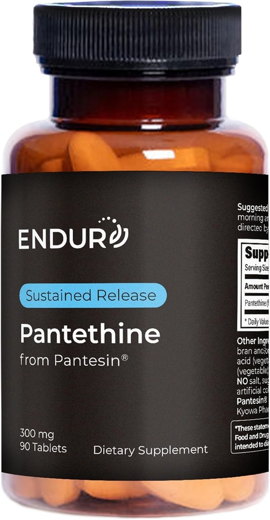Pantetina de endur de Pantesin, Función del hígado " Suplemento de equilibrio saludable del colesterol, Fórmula de liberación sostenida, libre de gluten, 300 mg (90 Tablas)