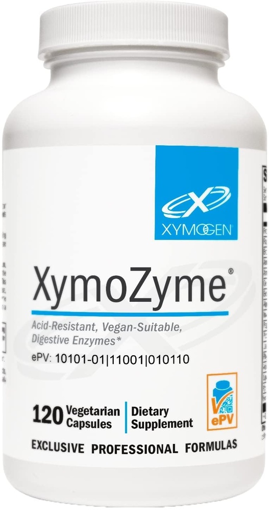 XYMOGEN XymoZyme - Enzimas digestivas para mujeres y hombres con protease " Bromelain - Acid Resistant, Vegan Digestive Enzymes for Gut Health " Bloating Relief (120 cápsulas)