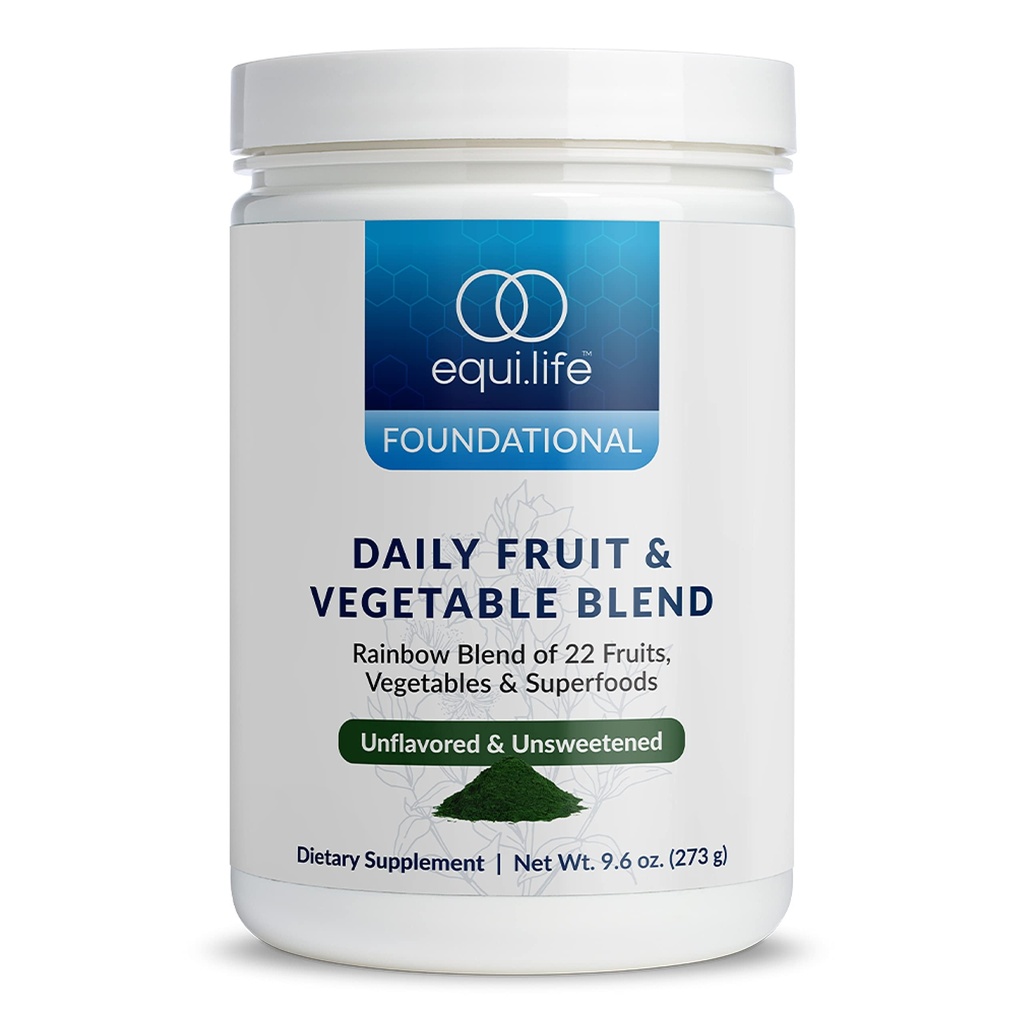 Equilife Daily Fruit & Vegetable Blend, Superfood Antioxidant Supplement with 22 Organic Fruits & Vegetables, Unflavored, Vitamin C, Fiber, 9 Essential Amino Acids, Supports Energy, 30 Servings Tub