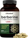 Suplemento bereberina 1500mg con 1000mg Ceylon Cinnamon & 300mg Turmeric, 240 Veggie Capsules  97% Pura bereberina HCL ← Apoya Niveles de azúcar equilibrados & Heart Health TEN Vegan, Non-GMO