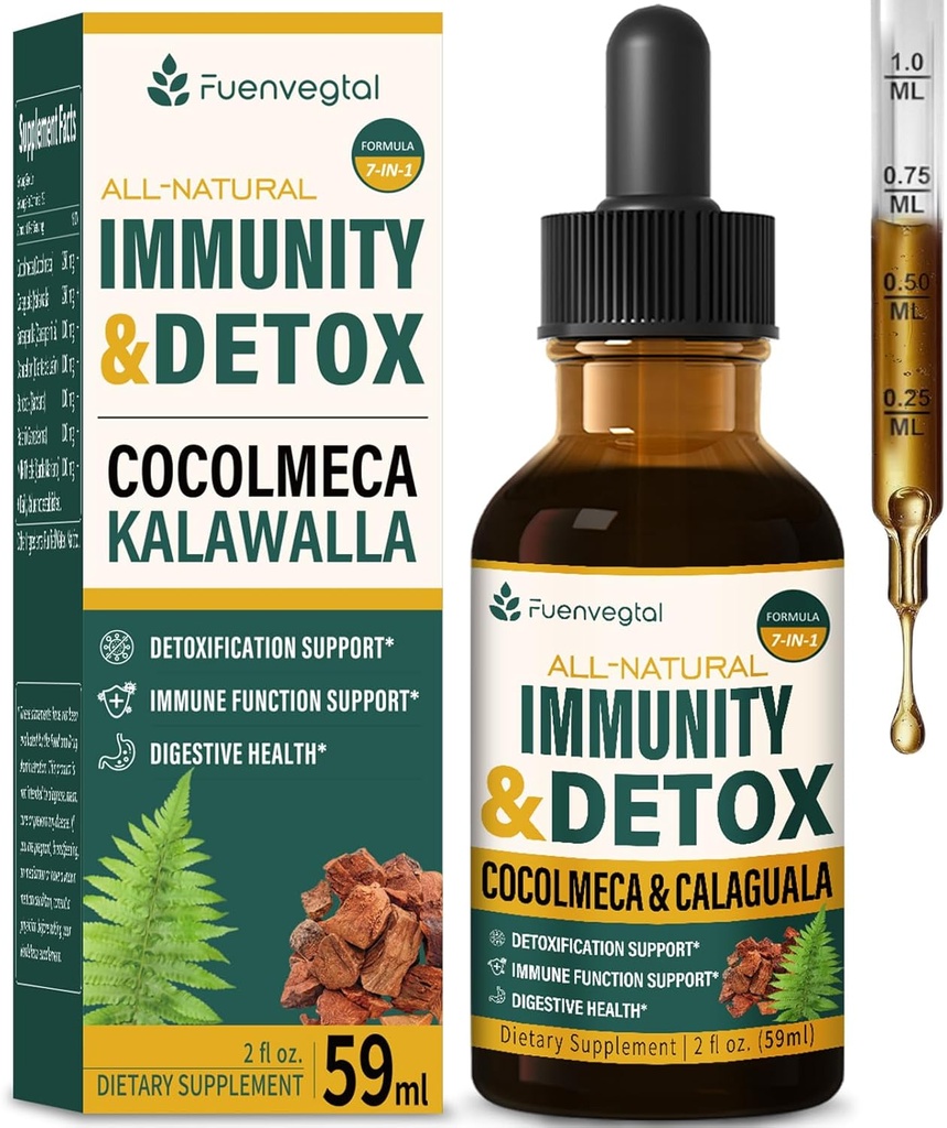 Cocolmeca Immunity " Detox Drop, Herbal Extract with Polypodium Leucotomos Sarsaparilla Milk Thistle Supplement Support Detoxification, Immune System, Digestive Health. 2oz