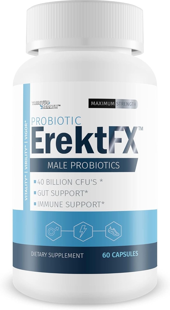 Probiótico ErektFx - Probióticos masculinos - Levante su salud Gut para apoyar su mente general " cuerpo - Más de 40 millones de probióticos de CFU Fórbidos para hombres - Apoyo Mejor salud general