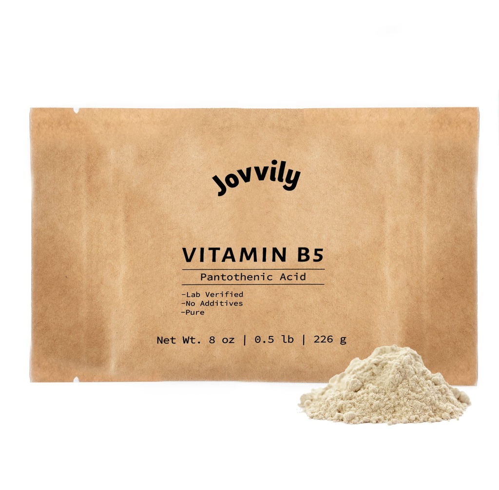 Jovvily Vitamin B5 - Pantothenic Acid - 8 oz - D-Calcium Pantothenate - Always Pure - No Fillers Or Additives