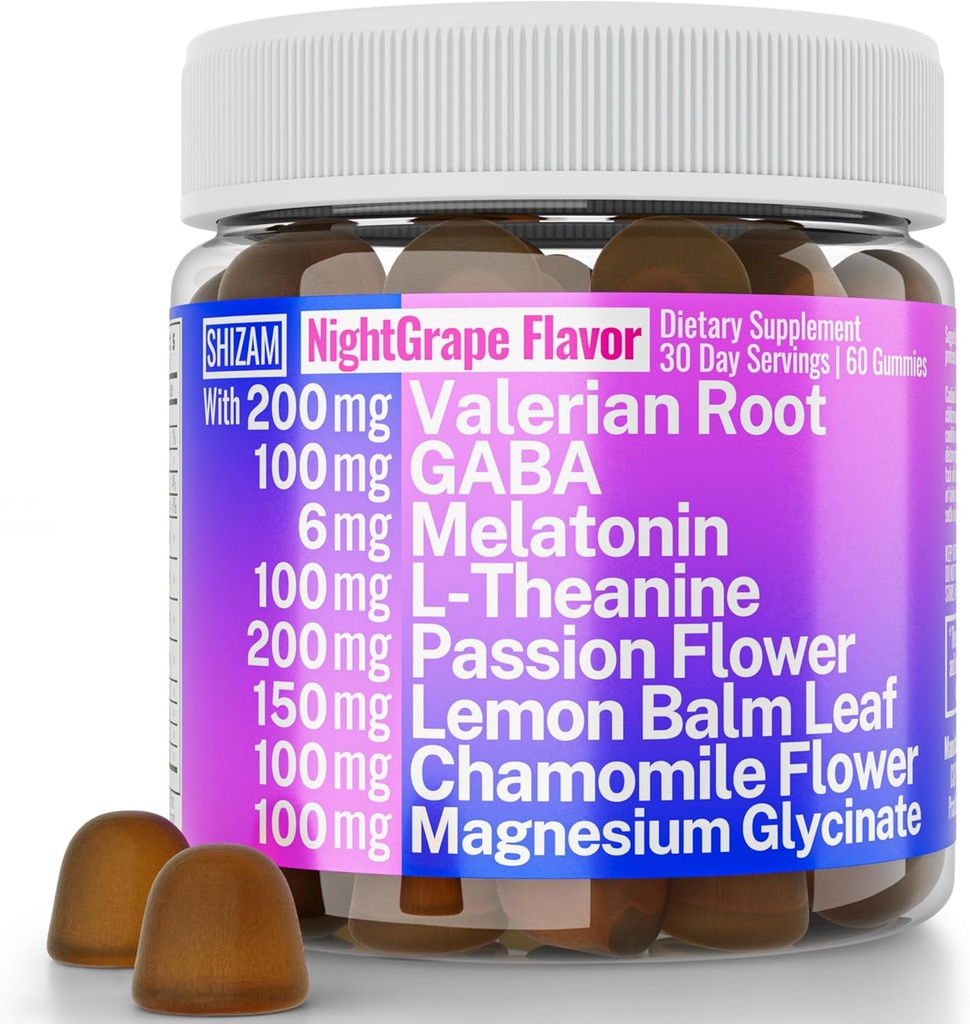 SHIZAM Valerian Root Chamomile Gummies, Aid for Calm & Stress for Kids & Adults, Capsules Tincture Extract Drops Pills Chewables Tea Liquid Alt, Supplement, Valarian Roots Organic Sleep 500mg Herb