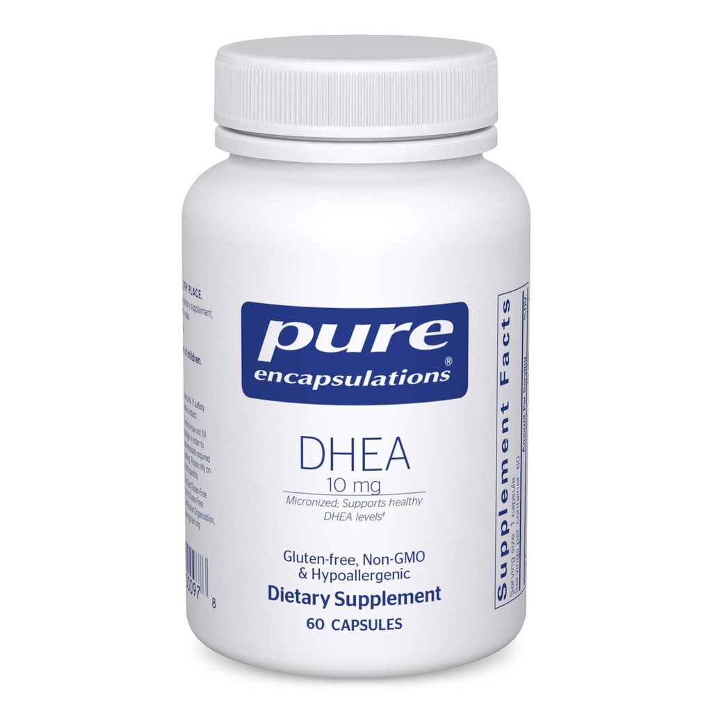 Encapsulaciones puras DHEA 10 mg - Suplemento Adrenal para Soporte Inmunitario, Metabolismo &amp; Saldo hormonal - con DHEA micronizada - 60 cápsulas