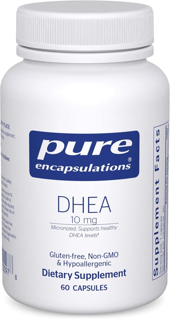 Encapsulaciones puras DHEA 10 mg - Suplemento Adrenal para Soporte Inmunitario, Metabolismo &amp; Saldo hormonal - con DHEA micronizada - 60 cápsulas