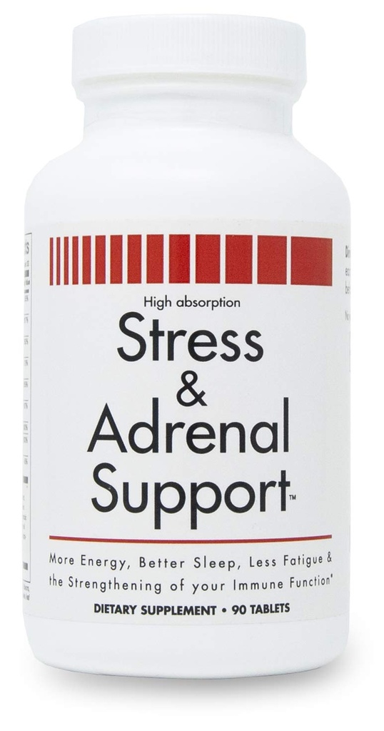 Estrés y Soporte Adrenal - 90 Tabletas Chewable - sabor a naranja criolla - Fácilmente Digestible - por productos nuevos de salud