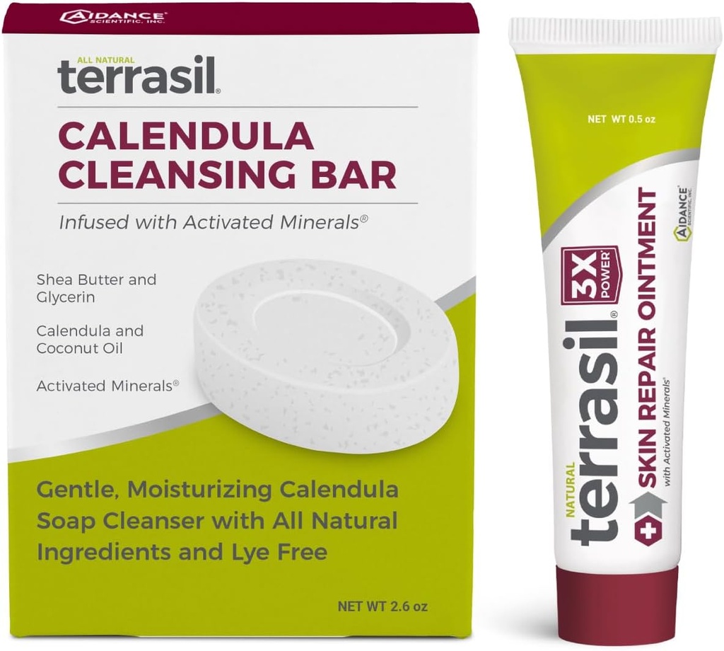 Terrasil Skin Repair " Calendula Soap for Angular Cheilitis, Folliculitis, Impetigo, Lichen Sclerosis, Boils, Pitted Keratolysis, Soothing Relief " Supports Healing (.5oz Tube " bar de jabón)
