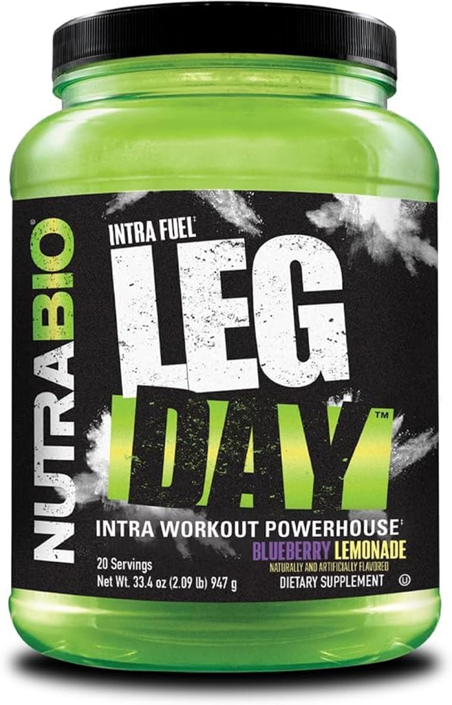 NutraBio Leg Day Intra Workout Powder – Advanced Carb Supplement with Cluster Dextrin &amp; Electrolytes – Carb Powder with EAAs/BCAAs – Cyclic Dextrin for Performance – Blueberry Lemonade, 20 Servings