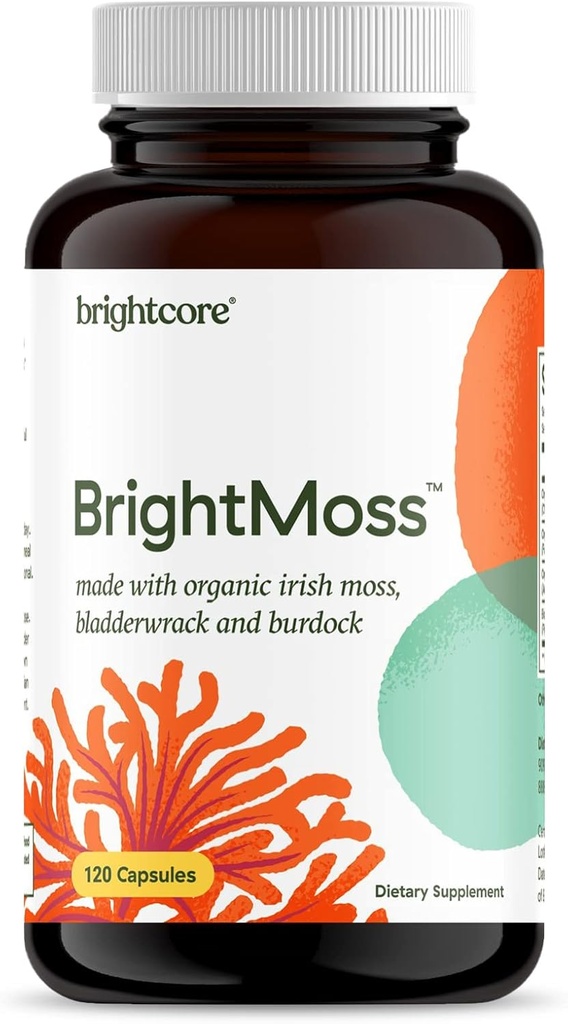 Nutrition - BrightMoss, Irish Sea Moss Capsules, Organic Sea Moss with Bladderwrack " Burdock Root Capsules, Gut Health " Immune Support Supplement, 120 Capsules