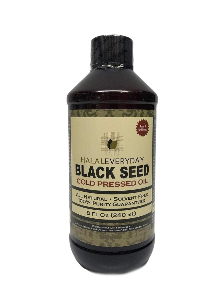 Aceite de semilla negra puro - 32oz - 2-16oz Botellas de 100% Pura y Cold Presionada Semilla Negra - NON-GMO y Vegan - Nigella Sativa -100% Hexane Libre - Certificado Halal - Botella de plástico de grado especial de alimentos