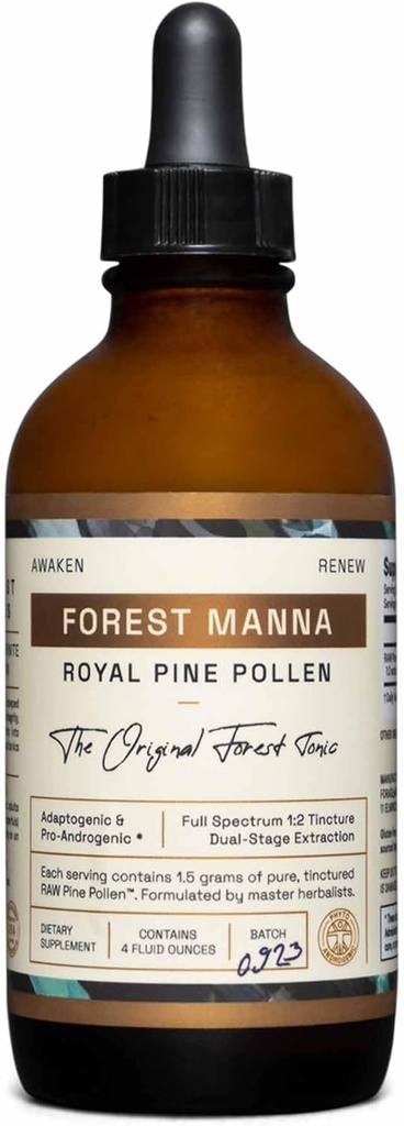 Selva Manna Royal Pine Pollen Tintura – 1:2 Verdadera extracción de doble etapa – Pure RAW Pine Pollen Tincture – 4 botella de onza fluida