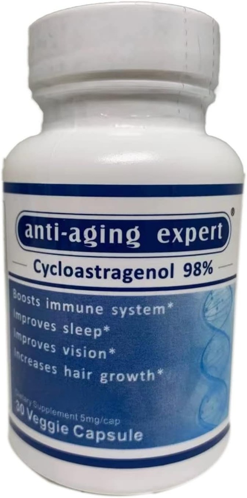 Cycloastragenol 98% Micronized Telomere Suplementos 5mg, 30 cápsulas vegetarianas, 1 botella