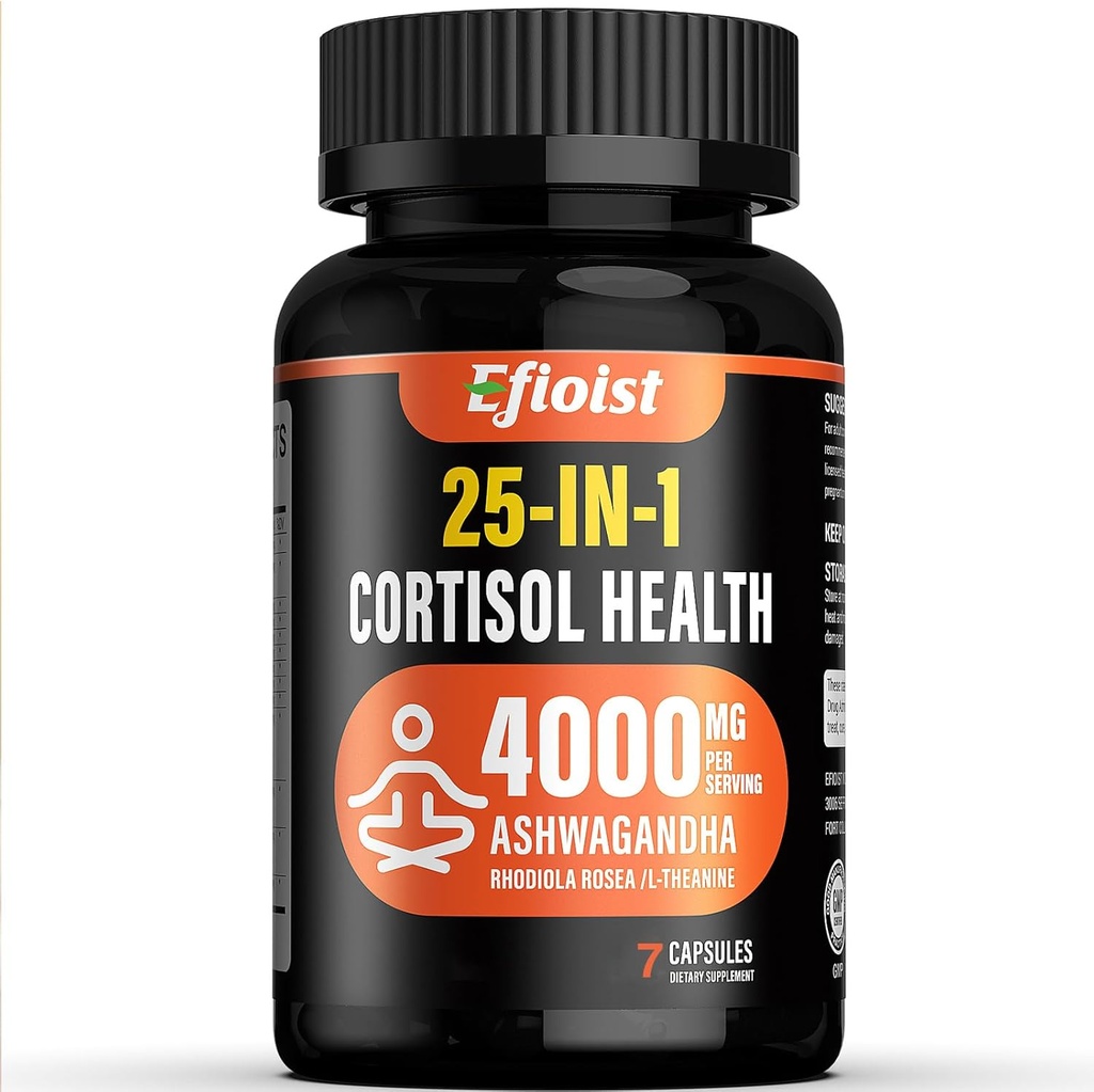 Cortisol Health Supplement, 25-in-1 Cortisol Reducer for Women &amp; Men, Cortisol Supplements for with Ashwagandha, Rhodiola Rosea, L-Theanine, 7 Capsules