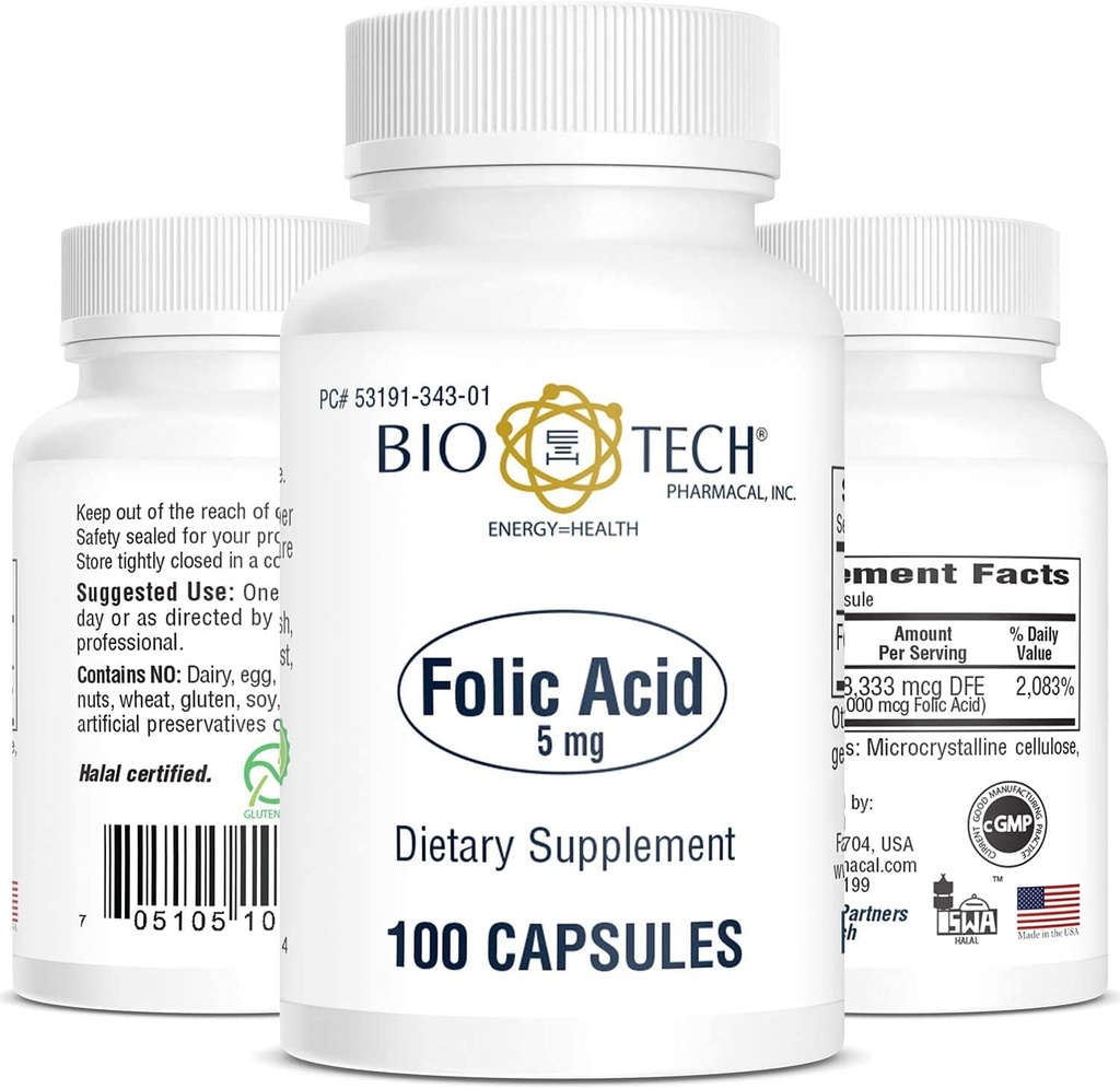 Bio-Tech Pharmacal Folic Acid (5mg, 100 Conde)