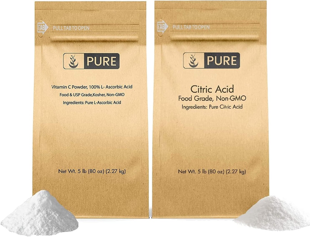 Ingredientes originales puros Polvo de vitamina C y Polvo de ácido cítrico