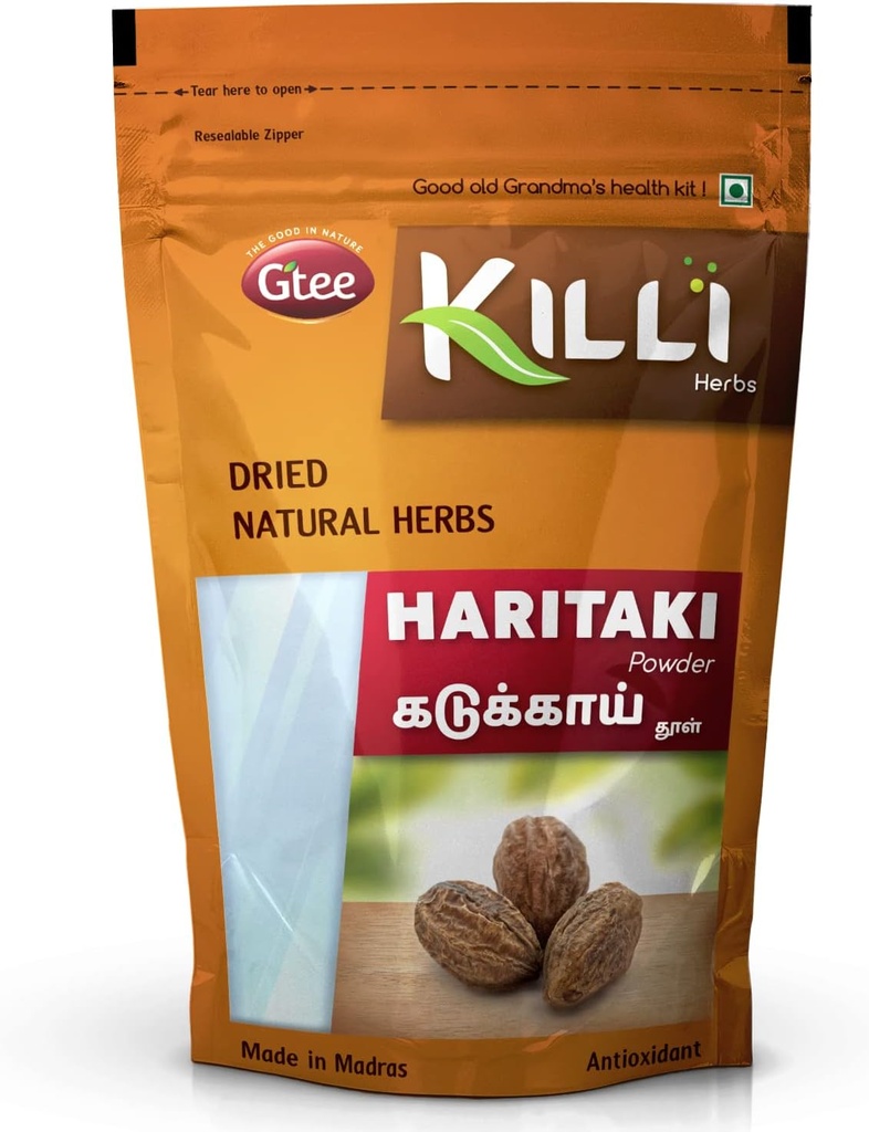 KILLI Haritaki | Kadukkai | Myrobalan | Karakkaya | Terminalia chebula | Harad Powder, 100g