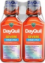 Vicks DayQuil Severe Cold & Flu Liquid Medicine, Daytime Relief for Headache, Fever, Sore Throat, Minor Aches & Pains, Chest Congestion, Stuffy Nose, Nasal Congestion, Sinus Pressure, & Cough, 2x12oz