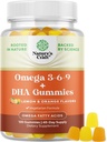 Vegetariano Omega 3 Gummies for Adults - Vegetarian Omega 3 6 9 DHA Gummies for Brain Bone and Heart Health and Joint Support - Burpless Fish Free Plant Based Suplemento Hombre Mujeres