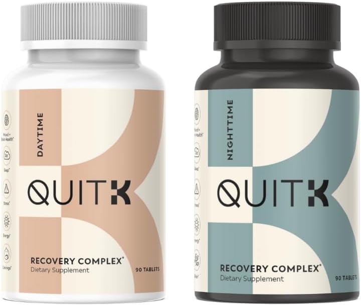 Soporte de retiro y desintoxicación – Complejo de recuperación de QuitK – sueño, energía, estrés, humor, " Apoyo a la recuperación – Suplemento diario - Magnesium Glycinate, Ashwagandha, GABA, L-Theanine, Agmatine "