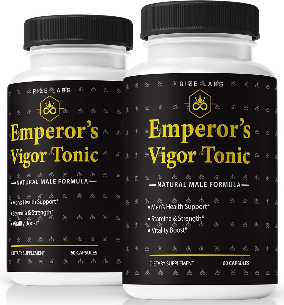 rize labs (Pack of 2 Emperor's Vigor Tonic for Men, All-Natural Male Formula, Original Supplement to Support Global Health and Performance, Official reviews (120 Capsules)