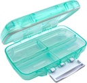 EZY DOSE Moisture-Proof Pill Case, Planner de Medicina, Caja de Organizador de Vitamina, Travel-Friendly, Latch-Closure to Secure Contents, 7 Compartimientos Individuales Múltiples Tamaños con sello de la vista, Mediano, Verde