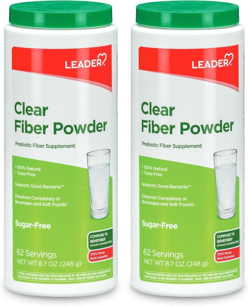 Líder de suplemento de fibra prebiótica Polvo para la salud digestiva, 100% natural de fibra diaria, libre de azúcar, libre de sabores, libre de gluten, no Gluten, sin sabor (Pack of 2)