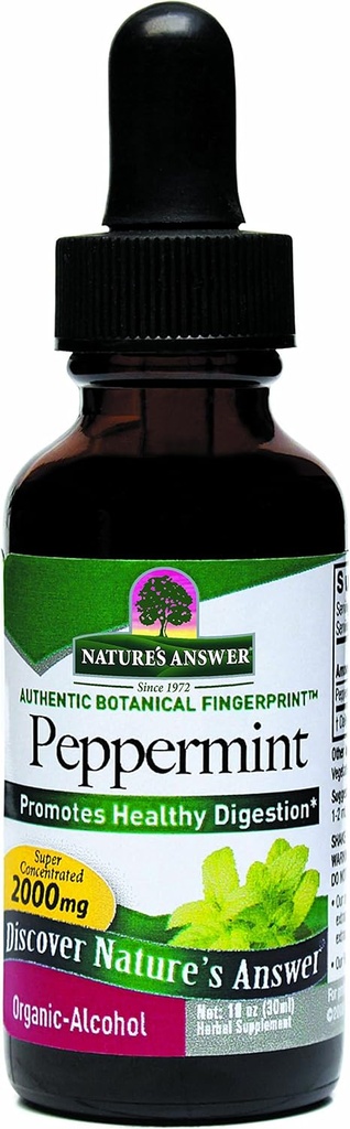 Respuesta de la naturaleza Hoja de menta con alcohol orgánico, 1-Fluid Ounce ¦ Apoyo digestivo ← Minimize Stomach Discomfort ← Apoyo dietético del intestino
