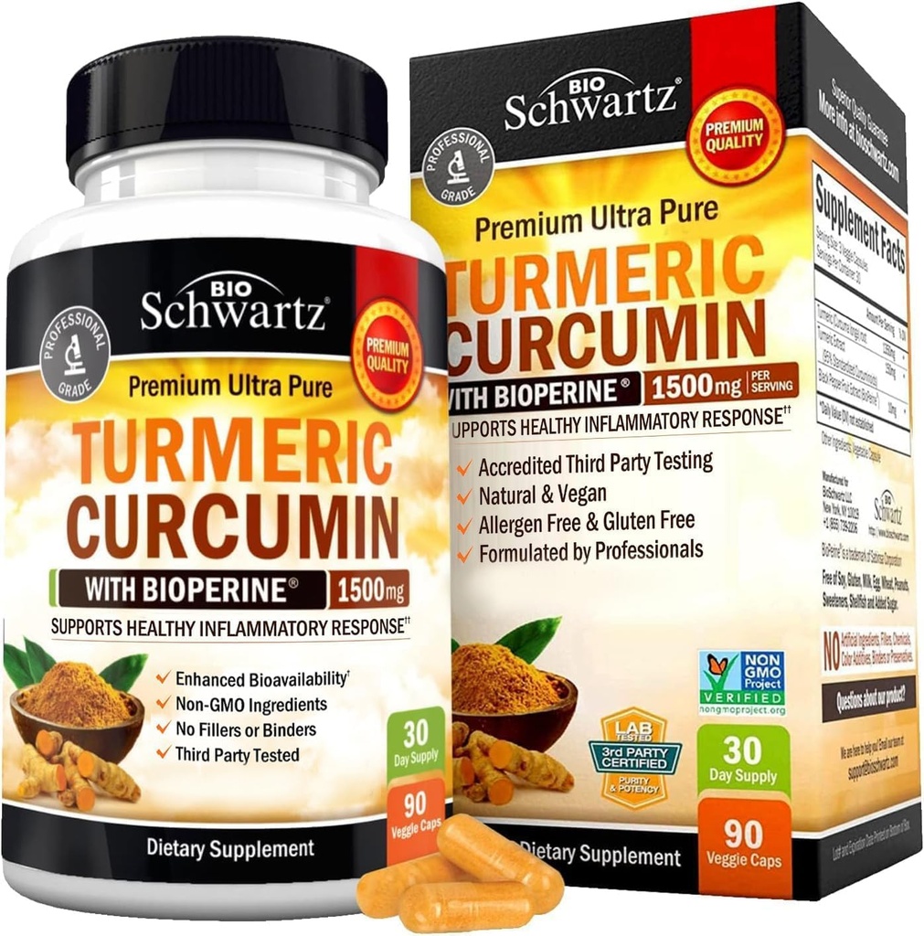 BioSchwartz Turmeric Curcumin 1500 y Sambucus Elderberry con zinc y vitamina C
