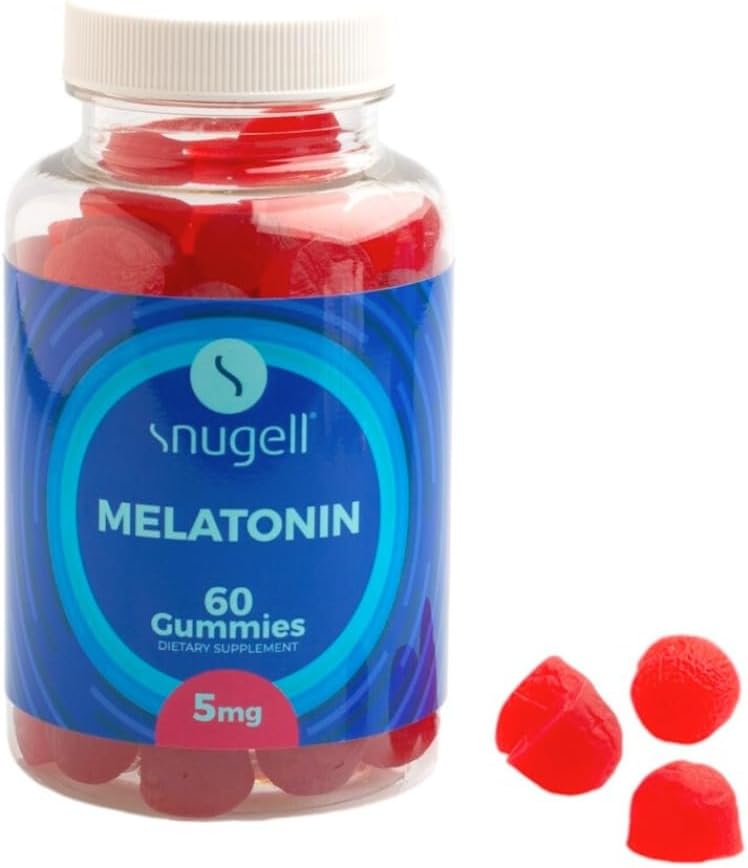 Snugell Melatonin Gummies 5 mg – 60-Count Suplemento dietético – Berry Blend Flavor for Natural Restful Sleep Support – Vegan, Non-Habit Forming, Non-GMO, Pectin-Based, Gluten-Free – Made in the USA (1)