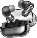 TOZO Crystal Pods Hybrid Active Noise Canceling Wireless Earbuds, 10mm Drivers Deep Bass Stereo Sound, 4 Mics Smart ENC AI Calls, 32 EQ via App, Bluetooth 5.4 Auriculares, diseño de caja de cristal