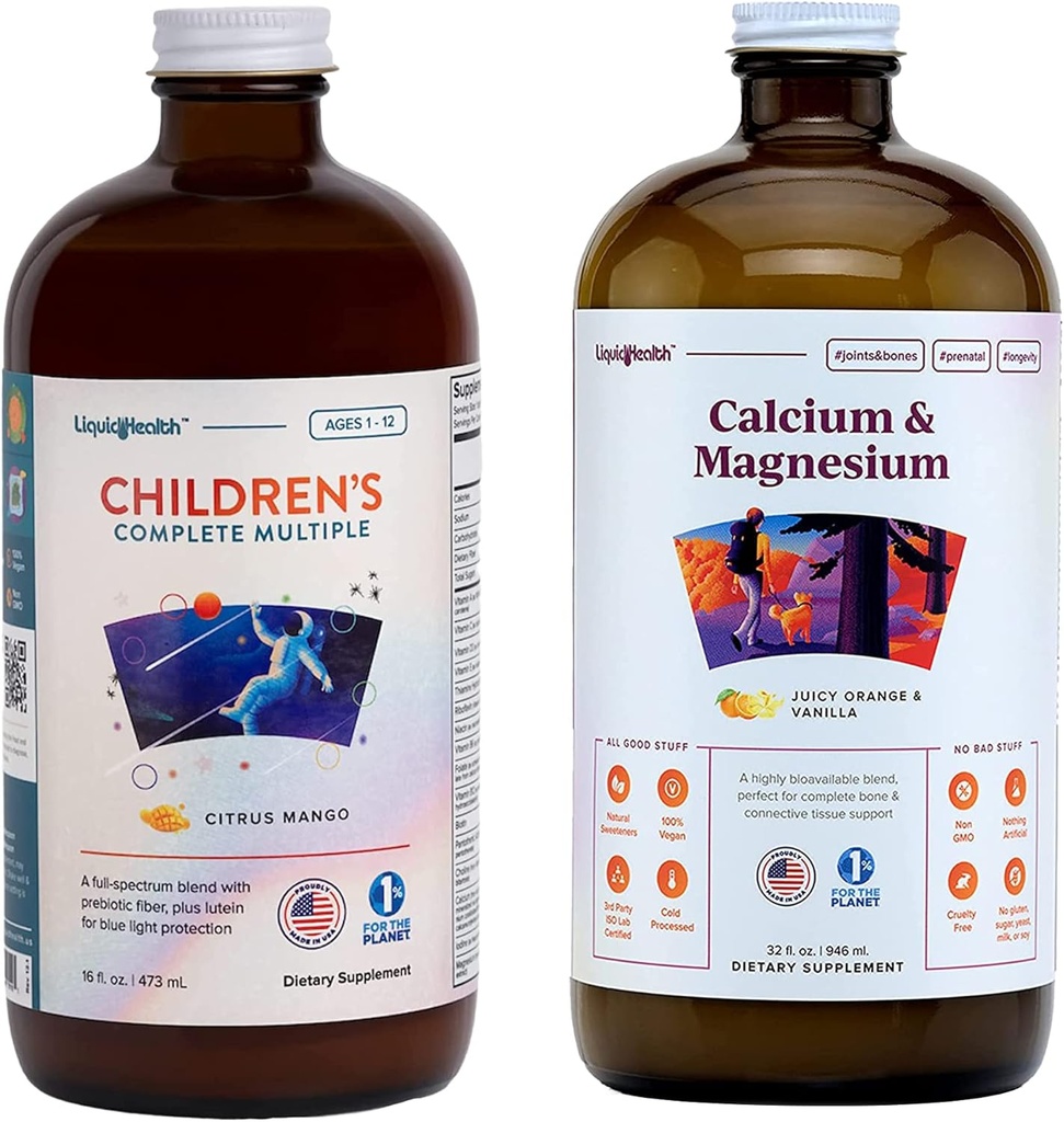 LIQUIDHEALTH Niños Multivitaminas Completa Multi para Niños y Calcio con Magnesio Soporte Conjunto Suplemento Bundle