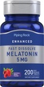 Piping Rock Melatonin 5mg ← 200 Fast Dissolve Tablets ← Berry Flavor  Adult Supplement ← Vegetarian, Non-GMO, Gluten Free Formula