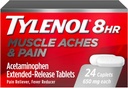 Tylenol 8 horas Muscle Aches &amp; Pain Relief Extended-Release Tablets with 650 mg Acetaminophen, Fever Reducer &amp; Doin Medicine for Muscles, Joints, Body, and Backache Pain Relief, 24 Count