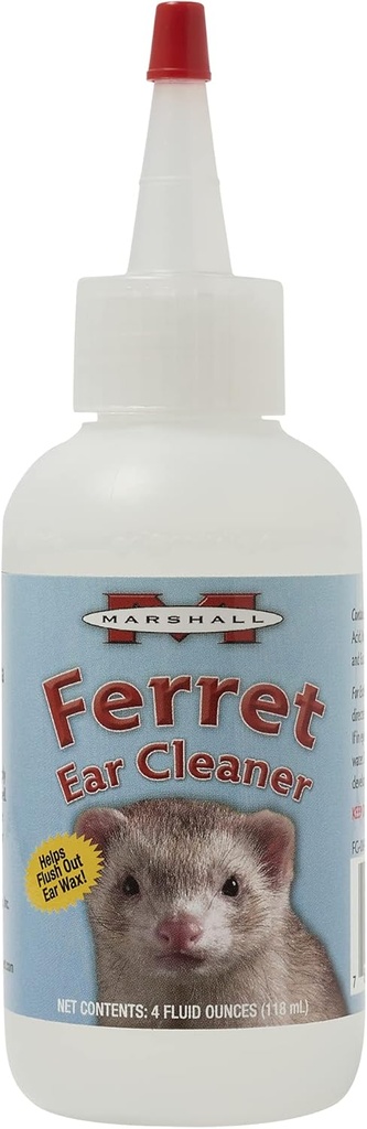 Marshall Ferret Ear Cleaning Solution – 4 oz – Gentle Formula to Remove Dirt and Wax – Contains Eucalyptol to Support Healthy Ear Tissue – No Swabs Needed