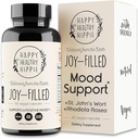 Joy-Filled Mood Support Suplemento - 7 Herb Complex w/St. Johns Wort ← Stress Relief – Ayuda a calmar la mente y el cuerpo  100% Plant-Based Happy Pills, Ashwagandha, Rhodiola Rosea  Adaptogens, 60 Ct