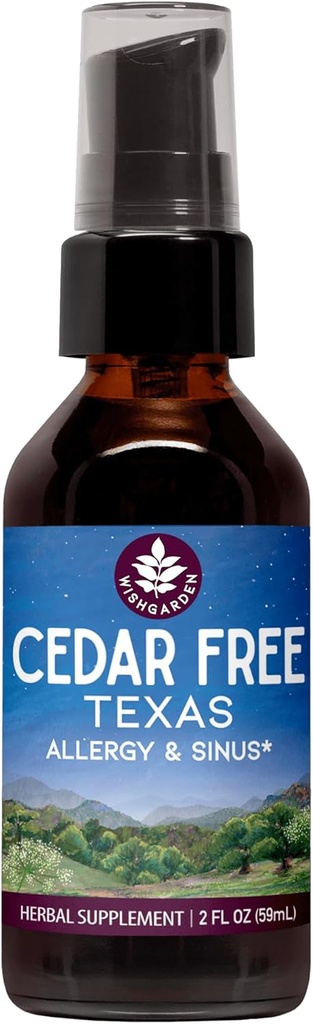 WishGarden Herbs Cedar-Free Texas Allergy & Sinus - Alivio de Alergia Herbal Basada en Planta para Adultos, Ayuda a Soothe Cedar Fever Symptoms, Zona 5 Allergy Formula, Texas Cedar Fever Allergy Relief Drops, 2oz