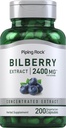 Piping Rock Bilberry Extract Capsules 2400mg | 200 Pills | Herbal Extract Supplement | Vegetarian, Non-GMO, Gluten Free